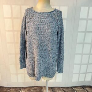 🔥5/$25 sale🔥 Talbots  Blue  Crew Neck Cotton Blend Knit Long Sleeve Sweater